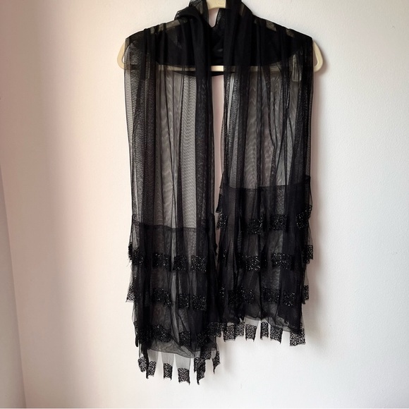 All That Glitters Accessories - ATG All That Glitters Black Wrap Scarf with Sequin Embellishment